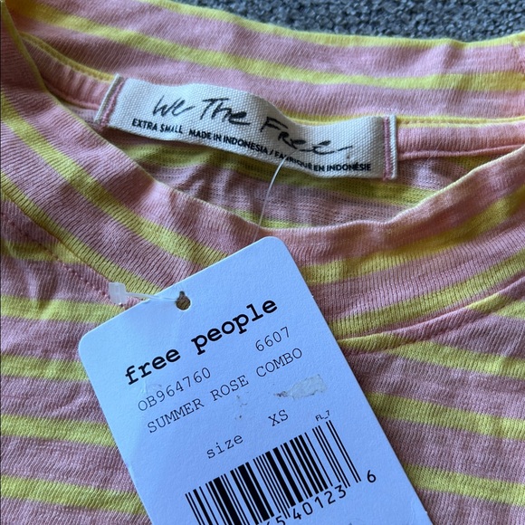 We The Free Pink and Yellow Striped Tee - Picture 2 of 7